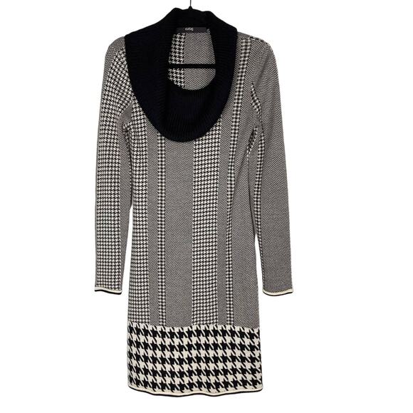 Cut25 by Yigal Azrouel M Black Cream Houndstooth Herringbone Sweater Dress Wool - Picture 1 of 10